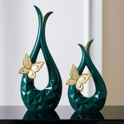 Lysea™ Bleu papillon Vase design moderne - Lot de 2 Vases Design Papillon